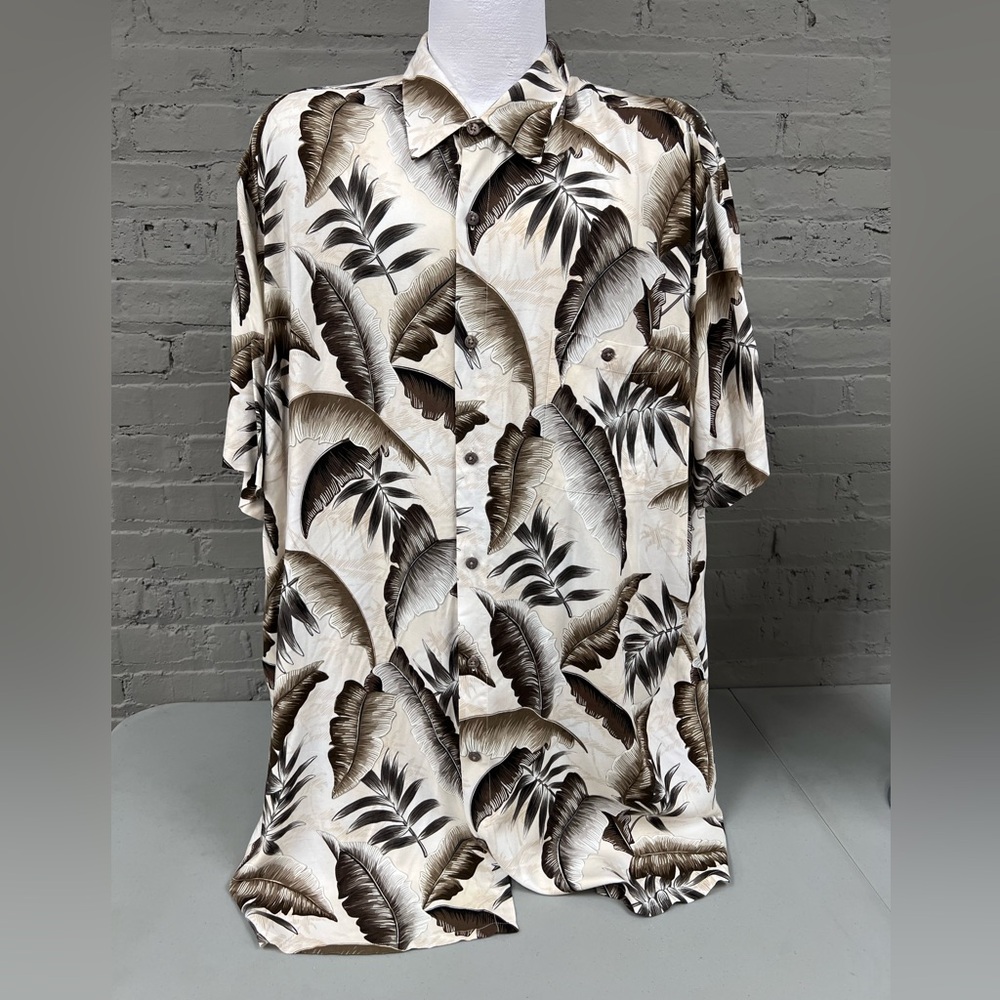 The Foundry Supply Co. Men's Leaf Pattern Shirt - Cream and Brown NWOT